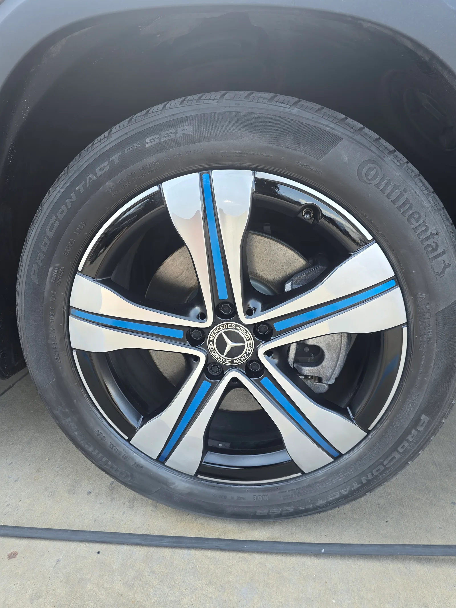 Mercedes — custom blue accents, refreshed. — after refinishing