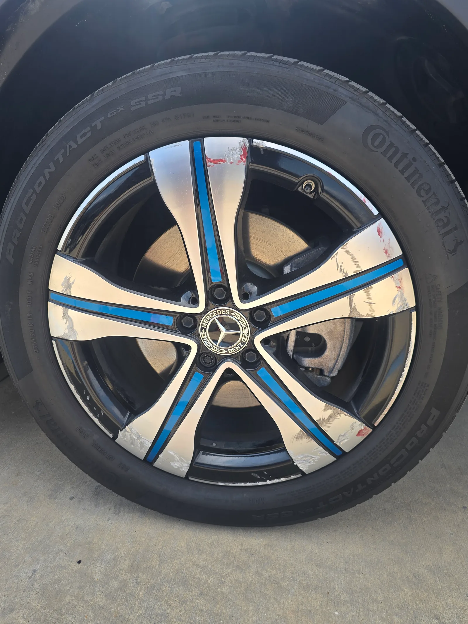 Mercedes — custom blue accents, refreshed. — before refinishing